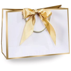 Пакет подарочный (1 штука) 28x10x20 см, "Golden Edge", с лентой, ЗОЛОТАЯ СКАЗКА, 700859 - фото 9176630
