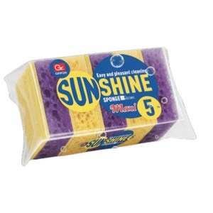Губки для посуды 95х65х28 мм, КОМПЛЕКТ 5 шт, поролон/абразив, MAXI "Sunshine", GRIFON, ШК0125, 910-012 - фото 9176779