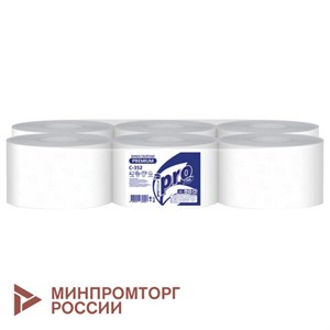 Бумага туалетная 215 м с центральной вытяжкой PROtissue (T8) PREMIUM, 2-слойная, белая, КОМПЛЕКТ 6 шт., С352 - фото 9193300