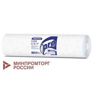 Простыни бумажные рулонные с перфорацией 50 м PROtissue PREMIUM, 2-слойные, 135 листов 37х50 см, С243 - фото 9193304