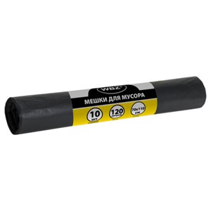 Мешки для мусора 120 л, черные в рулоне 10 штук, ПВД 43 мкм, 70x110 см, WBZ, 702665 - фото 9193350
