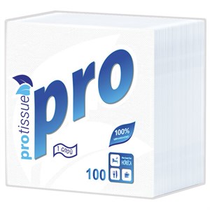 Салфетки бумажные 100 шт., 24х24 см, PROtissue COMFORT, белые, 100% целлюлоза, С184 - фото 9295608