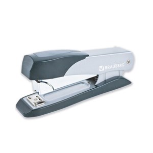 Степлер металлический усиленный до 50 листов, №24/6-24/8 BRAUBERG "Office-Expert", серый, 274239 - фото 9295654