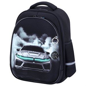 Ранец BRAUBERG STABLE, 2 отделения, с брелком, "Smoky car", LED-ЛАМПОЧКИ, 36х28х16 см, 274389 - фото 9295677