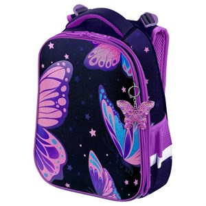 Ранец BRAUBERG PREMIUM, 2 отделения, с брелком, "Shining butterflies", блестки, 38х29х16 см, 274393 - фото 9295682