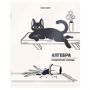 Тетрадь предметная КОТ-НЕПОСЕДА 48л, пластиковая обложка, АЛГЕБРА, клетка, подсказ, BRAUBERG, 405527 - фото 9295959