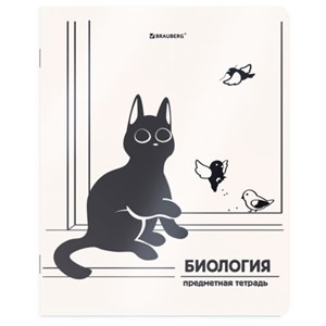 Тетрадь предметная КОТ-НЕПОСЕДА 48л, пластиковая обложка, БИОЛОГИЯ, клетка, подсказ, BRAUBERG, 405530 - фото 9295965