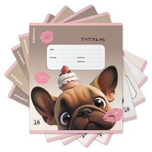 Тетрадь 18л. ErichKrause клетка, выборочный УФ-лак, Frenchie (микс в спайке),64834 - фото 9369049