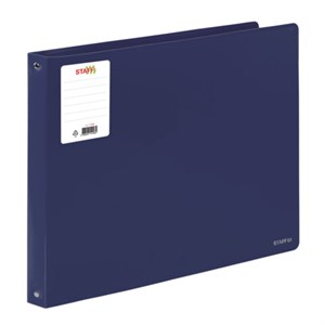 Папка на 4 кольцах БОЛЬШОГО ФОРМАТА А3, ГОРИЗОНТАЛЬНАЯ, 30 мм, до 250 листов, синяя, 0,8 мм, STAFF, 273998 - фото 9457217