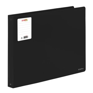 Папка на 4 кольцах БОЛЬШОГО ФОРМАТА А3, ГОРИЗОНТАЛЬНАЯ, 30 мм, до 250 листов, черная, 0,8 мм, STAFF, 274003 - фото 9457225