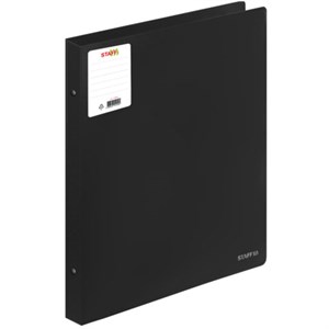 Папка на 4 кольцах БОЛЬШОГО ФОРМАТА А3, ВЕРТИКАЛЬНАЯ, 30 мм, до 250 листов, черная, 0,8 мм, STAFF, 274004 - фото 9457226