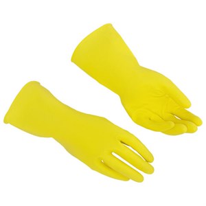 Перчатки VILEDA "Контракт" латексные МНОГОРАЗОВЫЕ х/б напыление, размер S (малый) желтый, 174321 - фото 9457511