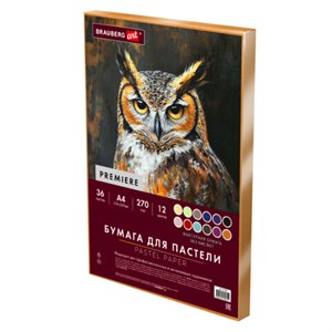 Бумага для пастели ФАКТУРНАЯ А4 в коробке, 36 листов 12 цветов, 270 г/м2, BRAUBERG AR, 117759 - фото 9463183