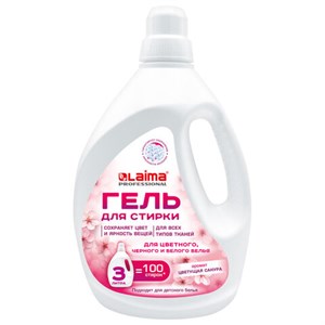 Гель для стирки всех видов тканей универсальный 3л LAIMA PROFESSIONAL "Цветущая сакура", 702188 - фото 9471644