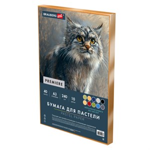 Бумага для пастели АБРАЗИВНАЯ А3 в коробке, 40 листов 8 цветов, 240 г/м2, BRAUBERG AR, 117768 - фото 9471657