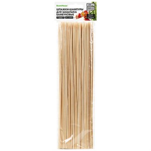 Шпажки-шампуры для шашлыка бамбуковые 250 мм, 100 штук, BOOMHOUSE, 701959 - фото 9471753
