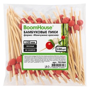Шпажки-пики для канапе бамбуковые форма "Жемчужина красная" 12 см, 100 шт., BOOMHOUSE (БУМХАУС), 701968 - фото 9471759