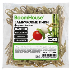 Шпажки-пики для канапе бамбуковые форма "Узелок" 9 см, 100 шт, BOOMHOUSE, 701974 - фото 9471766
