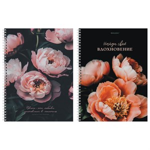 Тетрадь А4, 120 л., BRAUBERG, гребень, клетка, глянцевый лак, "Цветы", 405645 - фото 9515909