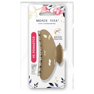 Краб для волос, ГИБКИЙ, НЕЛОМАЮЩИЙСЯ, 12 см, бежевый, MONTE VITA (МОНТЕ ВИТА), 458824 - фото 9551624