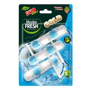 Блок туалетный подвесной твердый 3 шт. x 50 г, MASTER FRESH GOLD DUO EFFECT 5 в 1 "Морской", С0007434 - фото 9567747
