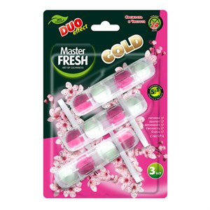 Блок туалетный подвесной твердый 3 шт. x 50 г, MASTER FRESH GOLD DUO EFFECT 5 в 1 "Сакура", С0007435 - фото 9567748
