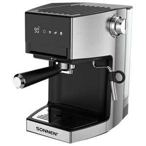 Кофеварка рожковая с дисплеем SONNEN CM-2066, ручной капучинатор, сенсор, 1 л, 950 Вт, 19 бар, 457882 - фото 9577287