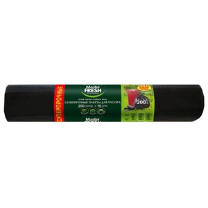 Мешки для мусора 200 л, XXXL, суперпрочные, черные, 34 мкм, 10 шт., MASTER FRESH - фото 9589435