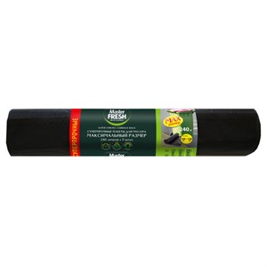 Мешки для мусора 240 л, суперпрочные, 100х130 см, черные, 40 мкм, 5 шт., MASTER FRESH - фото 9589436