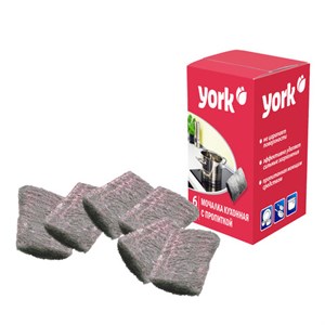Губки металлические, с пропиткой, 6х5,5х1 см, КОМПЛЕКТ 6шт, для посуды, гриля, плиты, YORK, 005010 - фото 9589447