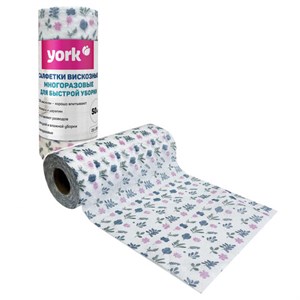 Салфетки ВИСКОЗНЫЕ, универсальные, 25х30 см, РУЛОН 50 шт., 50 г/м2, YORK, 020500 - фото 9589476