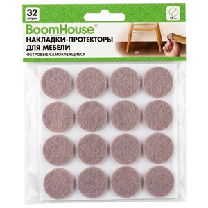 Накладки-протекторы для мебели ФЕТРОВЫЕ самоклеящиеся, d=25 мм, бежевые, КОМПЛЕКТ 32 шт., BOOMHOUSE (БУМХАУС), 701820 - фото 9639143
