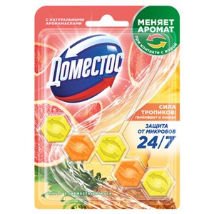 Блок туалетный подвесной твердый 50 г, ДОМЕСТОС "Сила тропиков" - фото 9788428