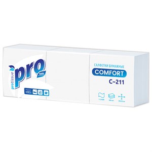 Салфетки бумажные 500 шт., 23х23 см, PROtissue COMFORT, "Big Pack", белые, КОМПЛЕКТ 10 пачек, С211 - фото 9942227