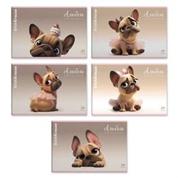 Альбом для рисования А4, 24 л., скоба, обложка картон, ERICH KRAUSE, 203х297 мм, "Frenchie" (микс в спайке), 63446