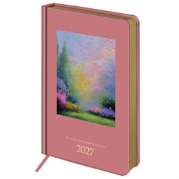 Ежедневник датированный 2027, А5, 138х213 мм, BRAUBERG "ArtGallery", под кожу, нашивка, светло-голубой, 118023