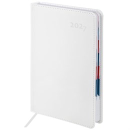 Ежедневник датированный 2027, А5, 148х218 мм, GALANT "White", под кожу, белый, 118080