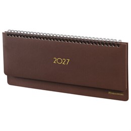 Планинг датированный 2027, 305х140 мм, BRAUBERG "Select", под кожу, коричневый, 118201