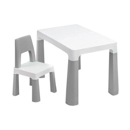 Стол детский + стул BRABIX KIDS CS-003, 2-7 лет, пластик белый + серый, 533292