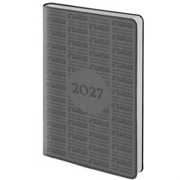 Ежедневник датированный 2027, А5, 138х213 мм, BRAUBERG "Aura", под кожу, гибкий, темно-серый, 117930