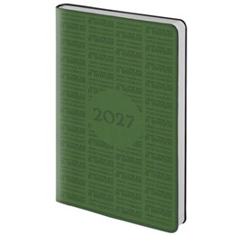 Ежедневник датированный 2027, А5, 138х213 мм, BRAUBERG "Aura", под кожу, гибкий, зеленый, 117932