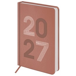 Ежедневник датированный 2027, А5, 138х213 мм, BRAUBERG "Scripted", под кожу, вышивка, розовая пудра, 118001