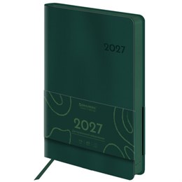 Ежедневник датированный 2027, А5, 138х213 мм, BRAUBERG "Flexi", под кожу, гибкий, глубокий зеленый, 118221