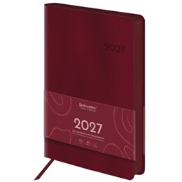Ежедневник датированный 2027, А5, 138х213 мм, BRAUBERG "Flexi", под кожу, гибкий, винный, 118224
