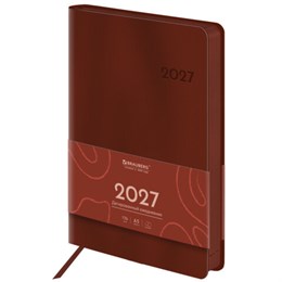 Ежедневник датированный 2027, А5, 138х213 мм, BRAUBERG "Flexi", под кожу, гибкий, коньячный, 118223