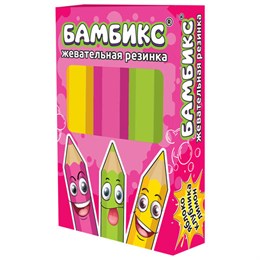 Жевательная резинка БАМБИКС в форме карандашей, БОМБАСВИТС, 15 г, клубника, яблоко, лимон, 15 г, 624614