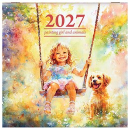 Календарь настенный перекидной 2027 г., BRAUBERG, 12 листов, 21,4х42,8 см, МИНИ, "Painting girl", 118437