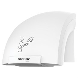 Сушилка для рук SONNEN HSD-A905, 1200 Вт, 30 м/с, IPX1, пластик, белая, 701868