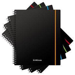 Тетрадь обложка пластик А5, 80 л., гребень, клетка, резинка, ERICH KRAUSE, "Акцент", ассорти (4 вида), 53141