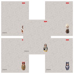 Тетрадь А5, 48 л., HATBER, скоба, линия, Soft-touch ламинация, 3D-лак, "Матрешки" (микс в спайке), 095882, 48Т5лолВ2